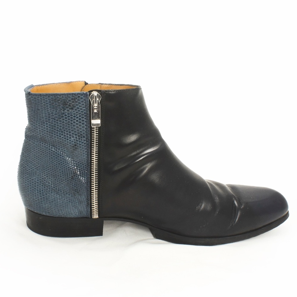 Balenciaga Side Zip Cowhide Leather Blue Python Zip Up Boots - Picture 3 of 10